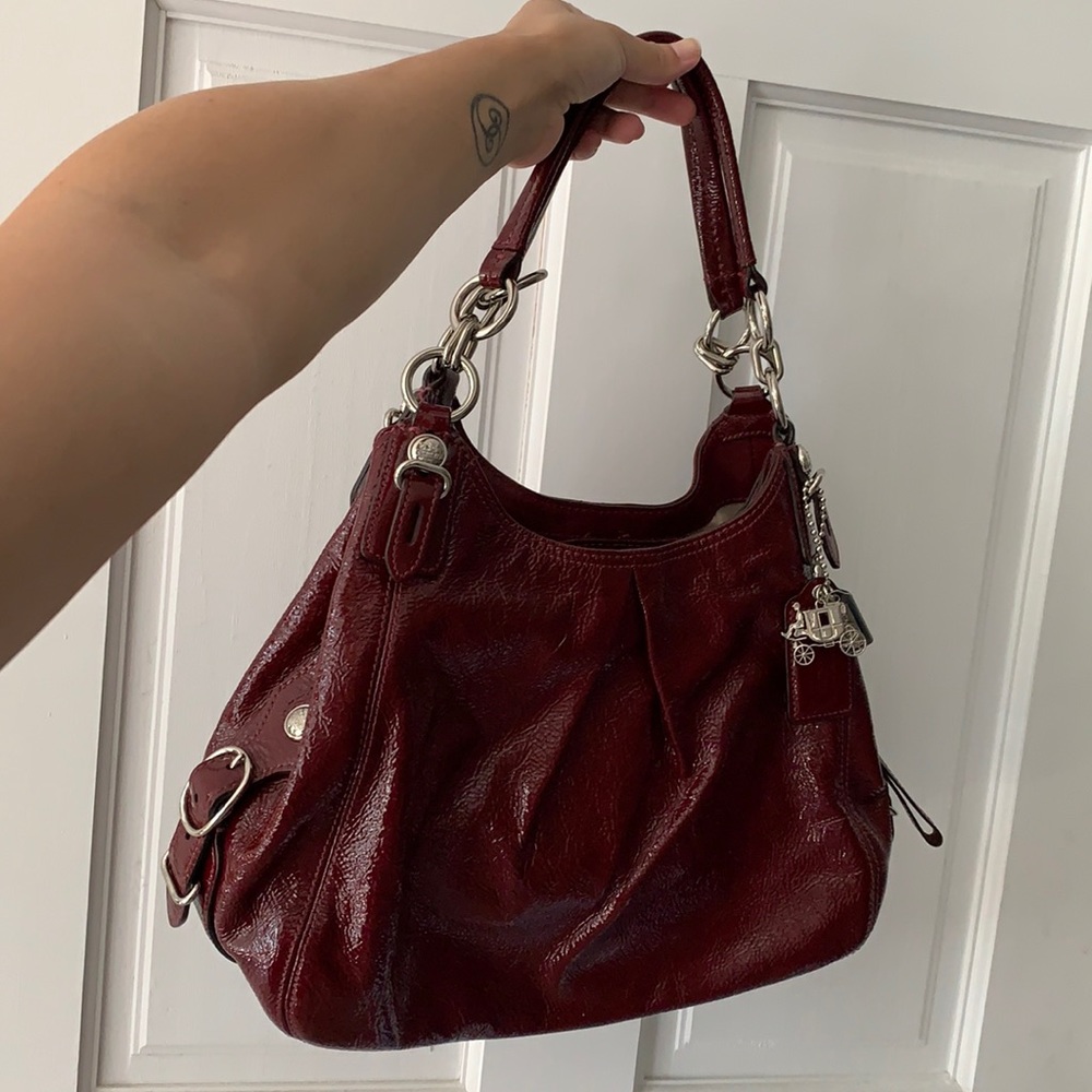 Coach Shiny Cherry Medium Sized Leather Bag